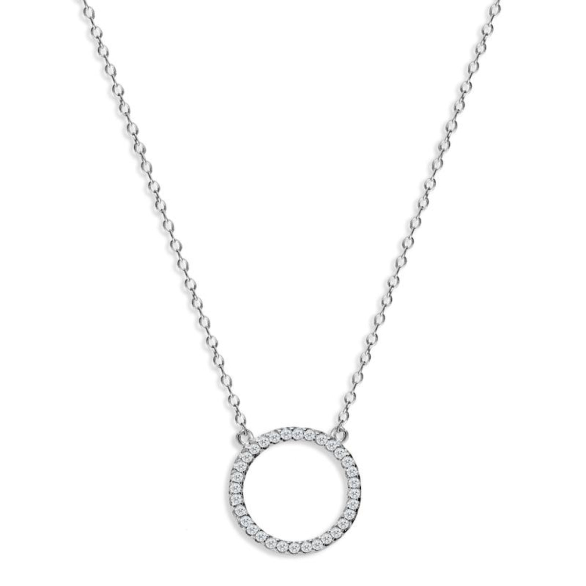 Silver Kingsbury Halo Necklace with Cubic Zirconia - Lulu B Jewellery