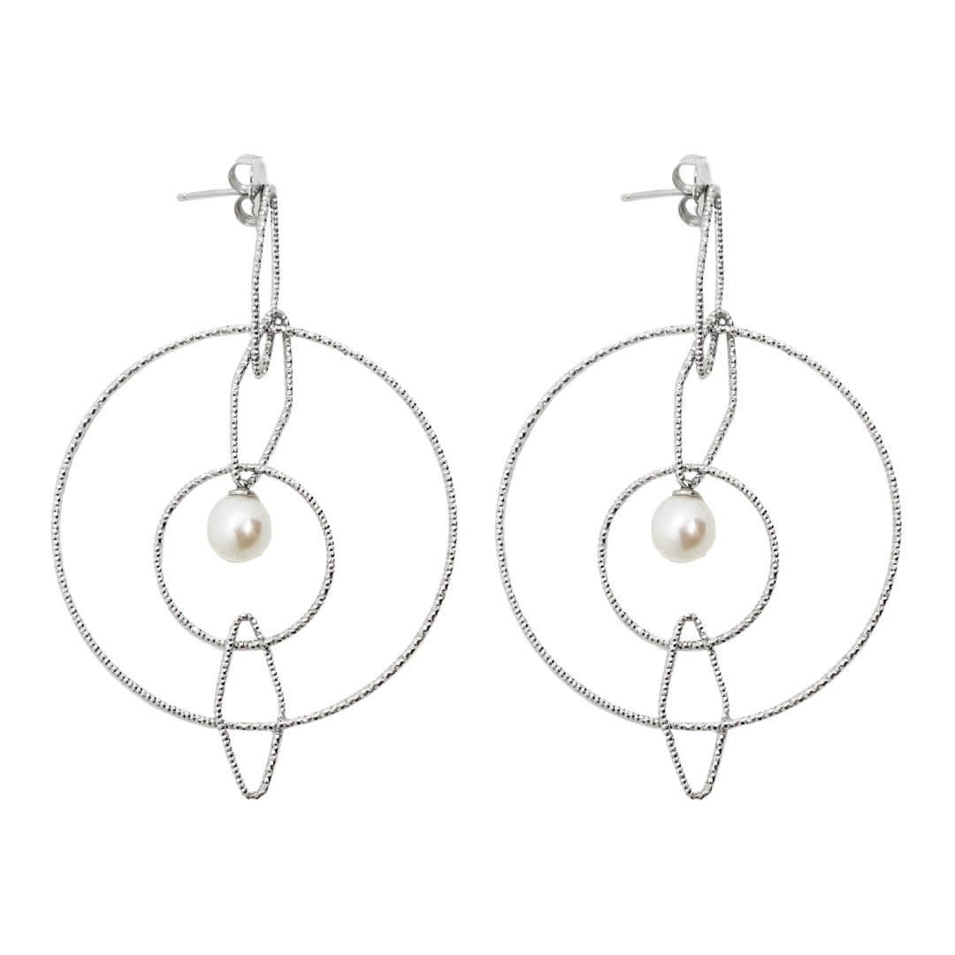 Silver Lydia Drop Studs with Pearl - Lulu B Jewellery