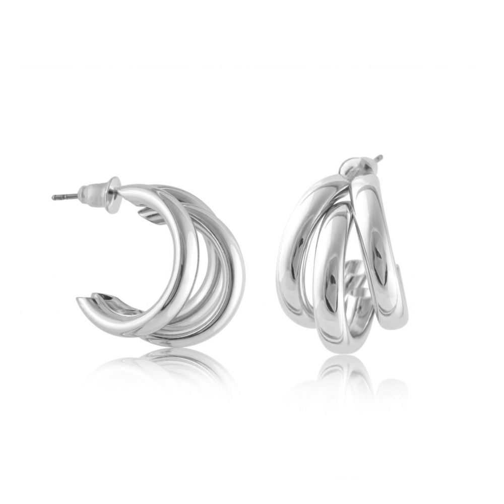 Silver Romily Treble Hoop Earrings - Lulu B Jewellery