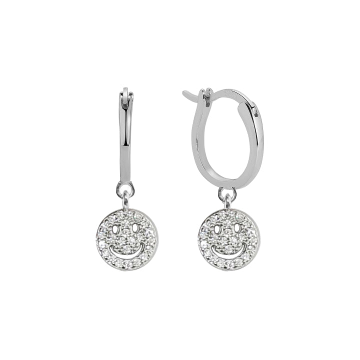 Silver Smile Hoops with Cubic Zirconia - Lulu B Jewellery