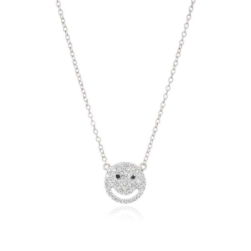 Silver Smile Necklace with Cubic Zirconia - Lulu B Jewellery