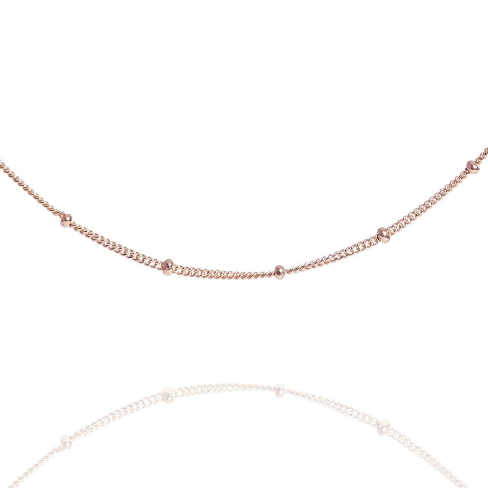 Rose Gold Beaded 14" Chain Choker Necklace - Lulu B Jewellery