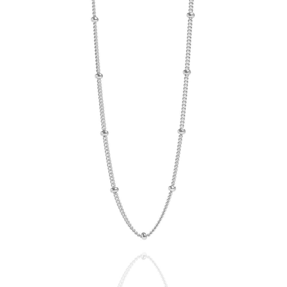 Silver bead necklace on sale 16