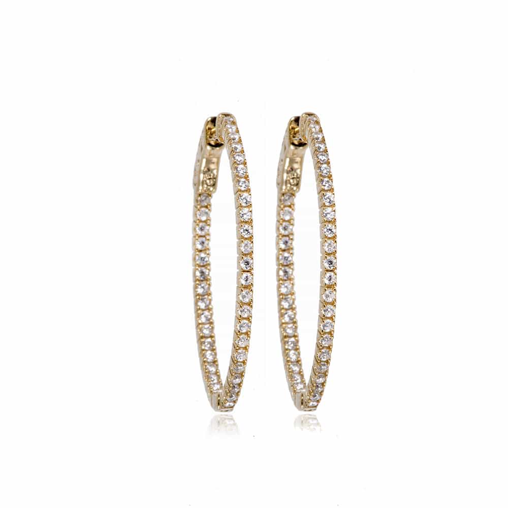 Gold Grace Hoop Earrings with Cubic Zirconia - Lulu B Jewellery