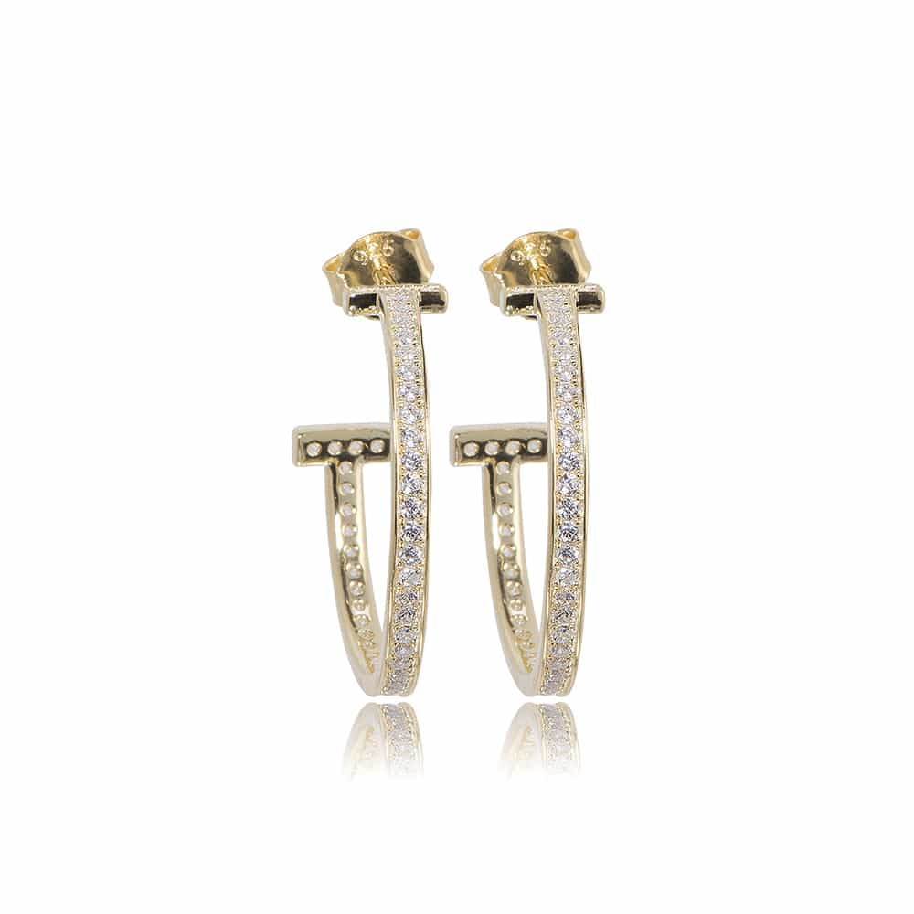Gold Belgravia Hoop Earrings with Cubic Zirconia - Lulu B Jewellery