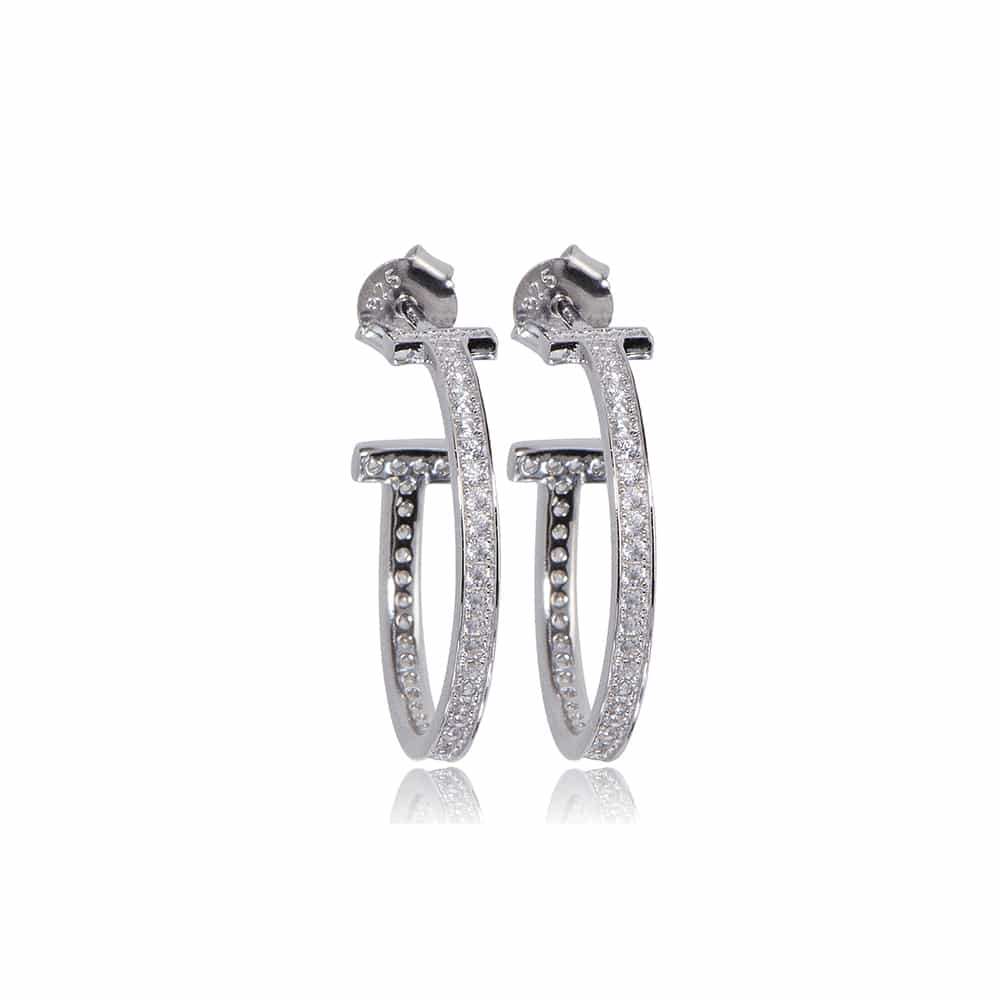 Silver Belgravia Hoop Earrings with Cubic Zirconia - Lulu B Jewellery
