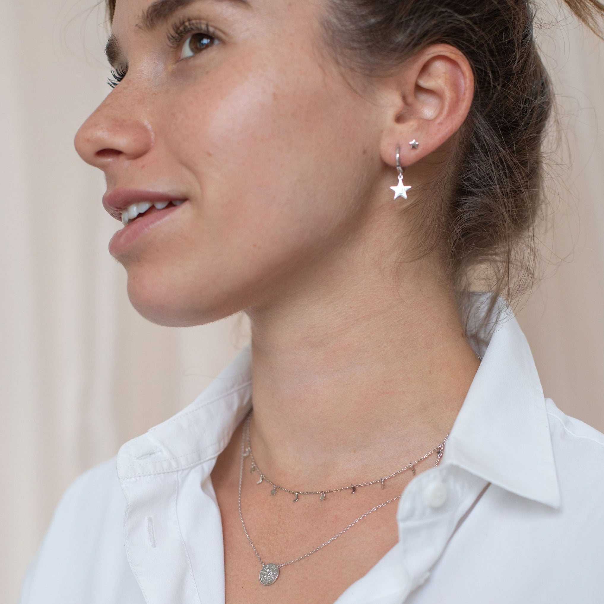 Silver Mini Moon & Star Stud Earrings - Lulu B Jewellery