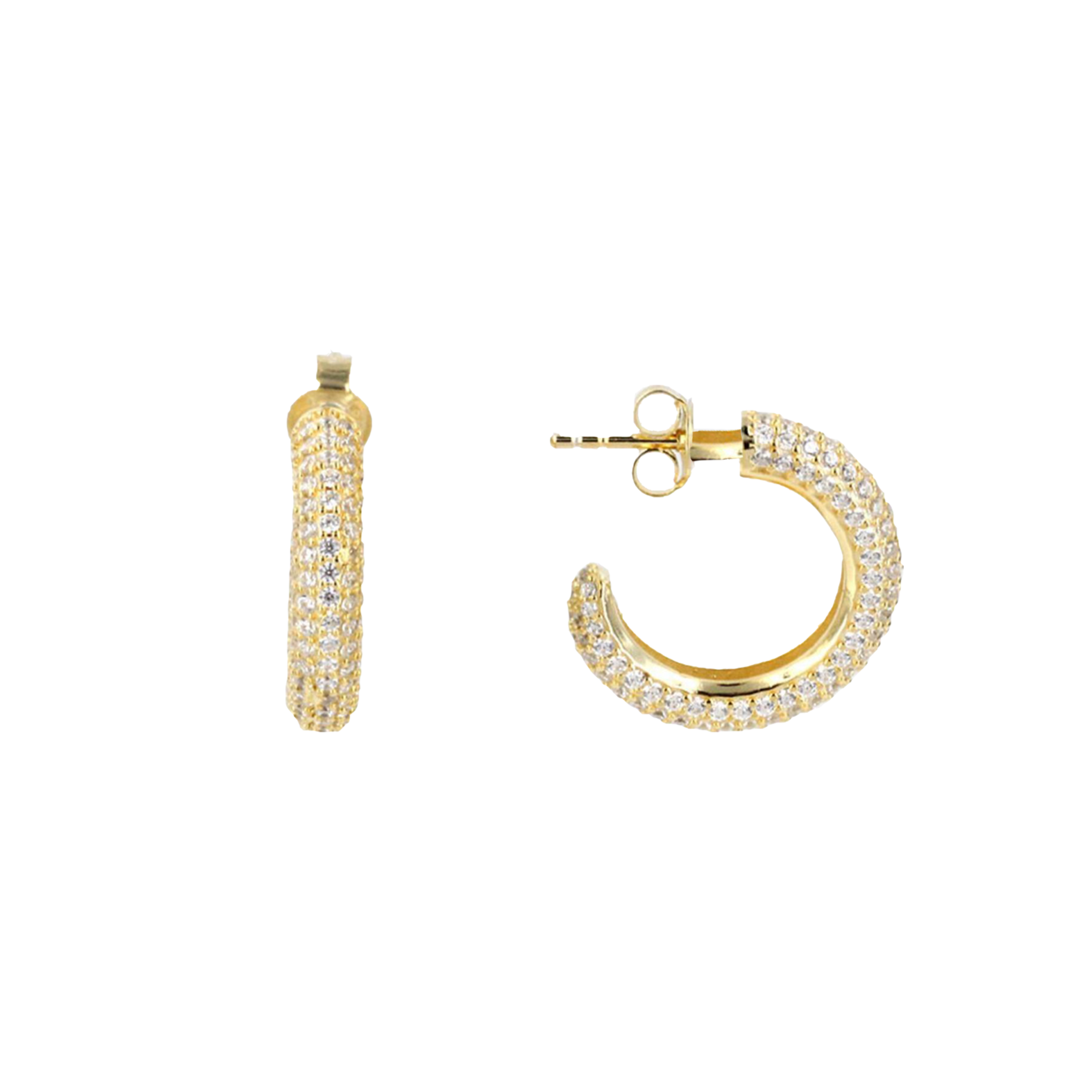 Pavé Gold Hoop Earrings with Cubic Zirconia