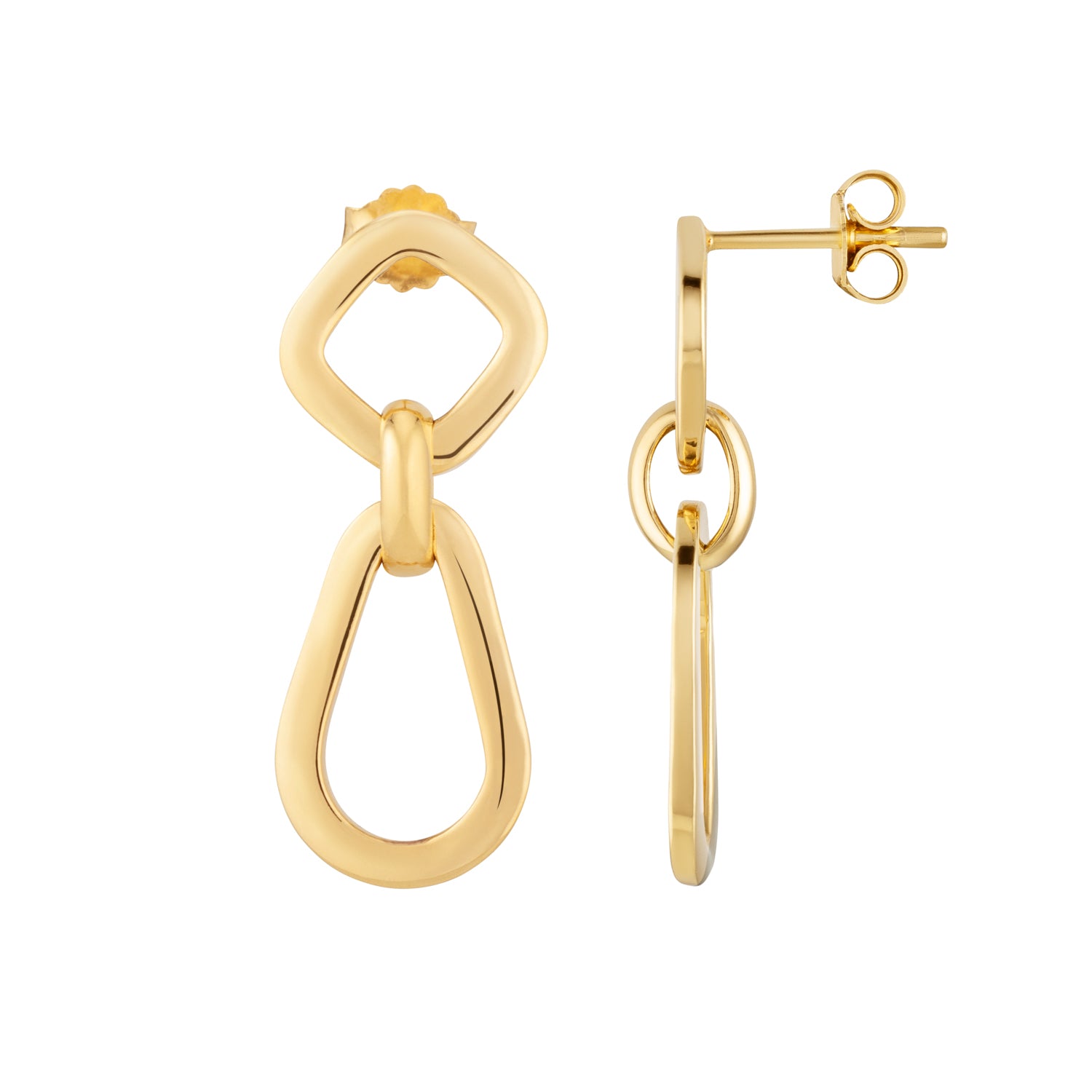 Double Link Chain Gold Drop Earrings - Siena