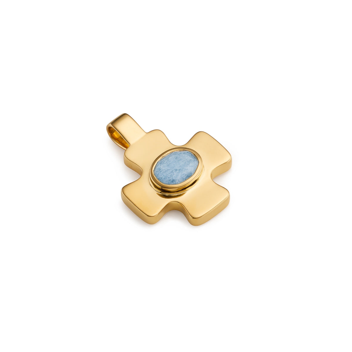 Aquamarine Polished Cross Charm - Lulu B London Jewellery