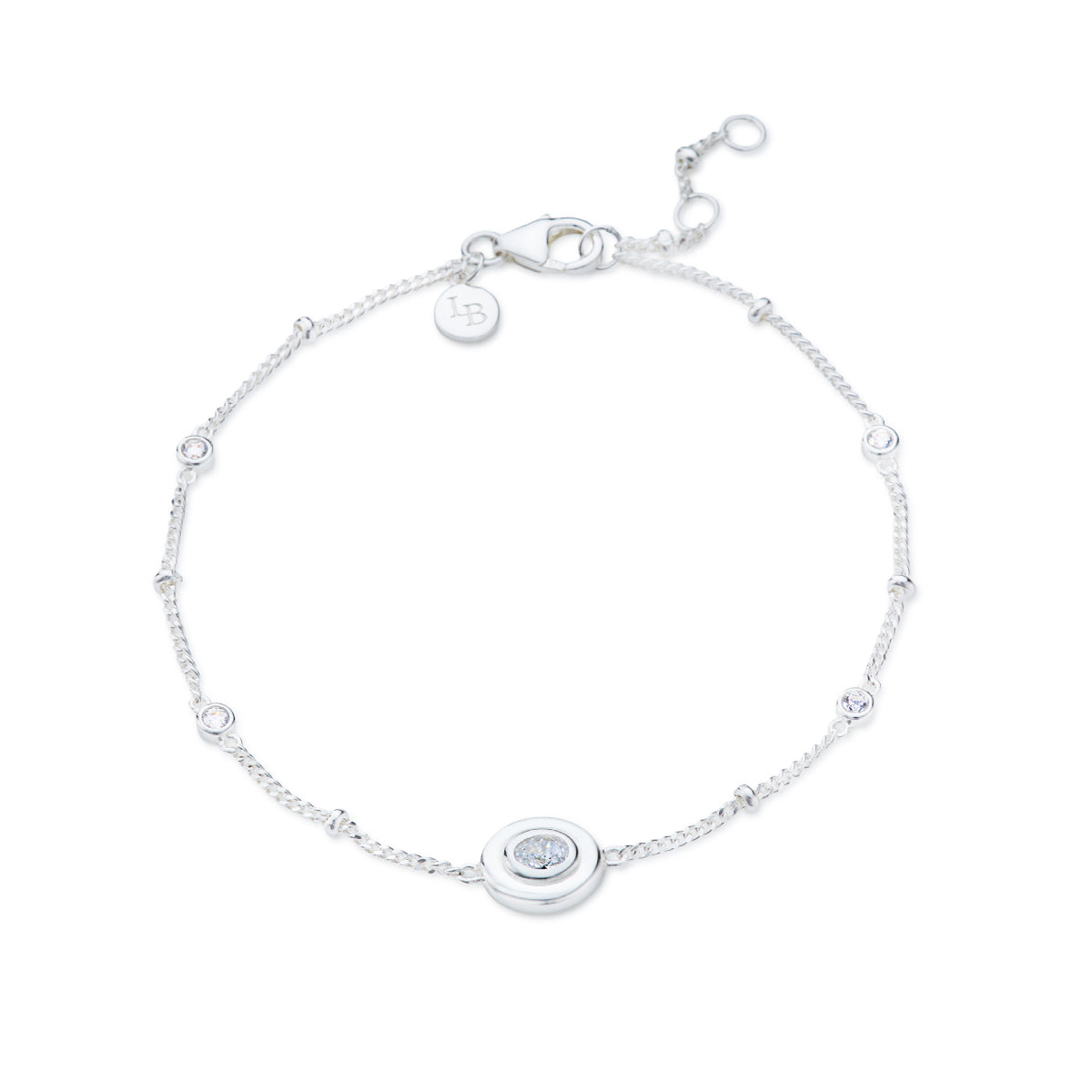 Beaded Cubic Zirconia Silver Bracelet - Lulu B London Jewellery