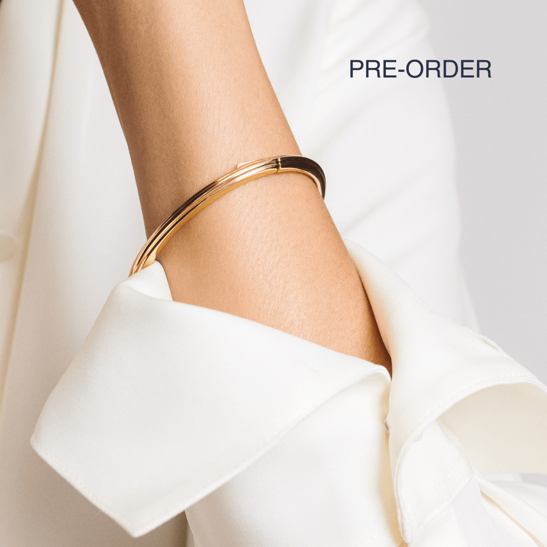 Classic Ribbed Gold Bangle - Lulu B London Jewellery