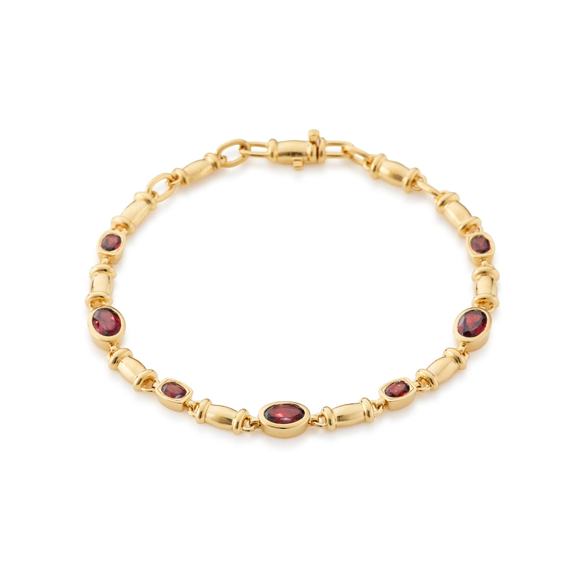 Garnet Gemstone Chain Gold Bracelet - Lulu B London Jewellery