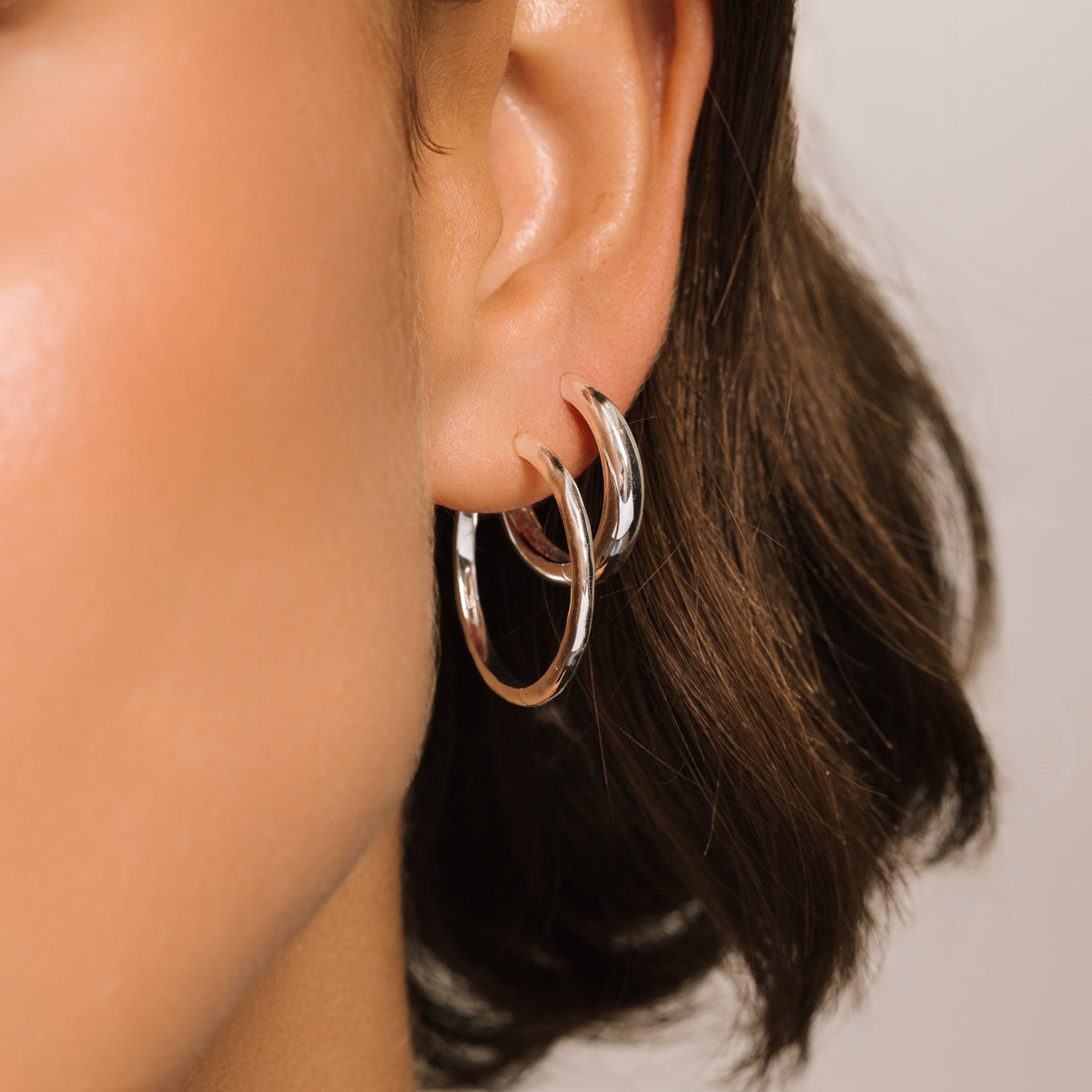 Graduated Silver Gold Hoop Earring - Lulu B London Jewellery