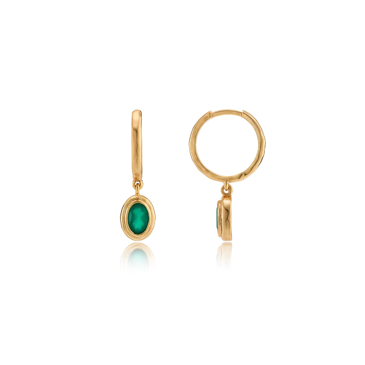 Green Agate Drop Small Hoop Earrings - Lulu B London Jewellery