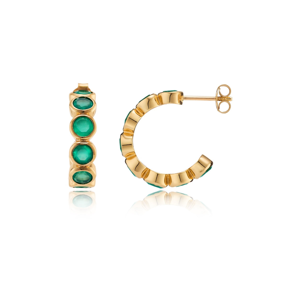 Green Agate Gold Hoop Earrings - Lulu B London Jewellery