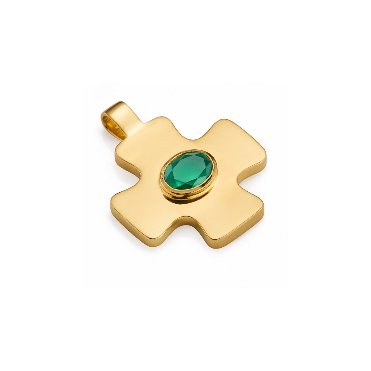 Green Agate Polished Cross Large Charm - Lulu B London Jewellery
