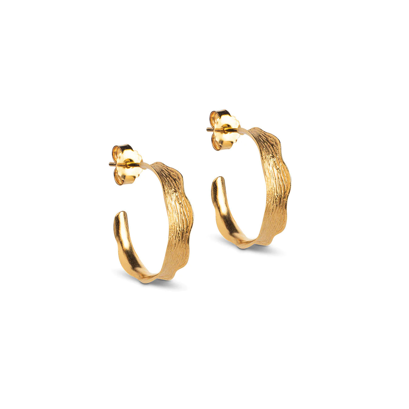 Textured Gold Hoop Small Earrings - Eloise