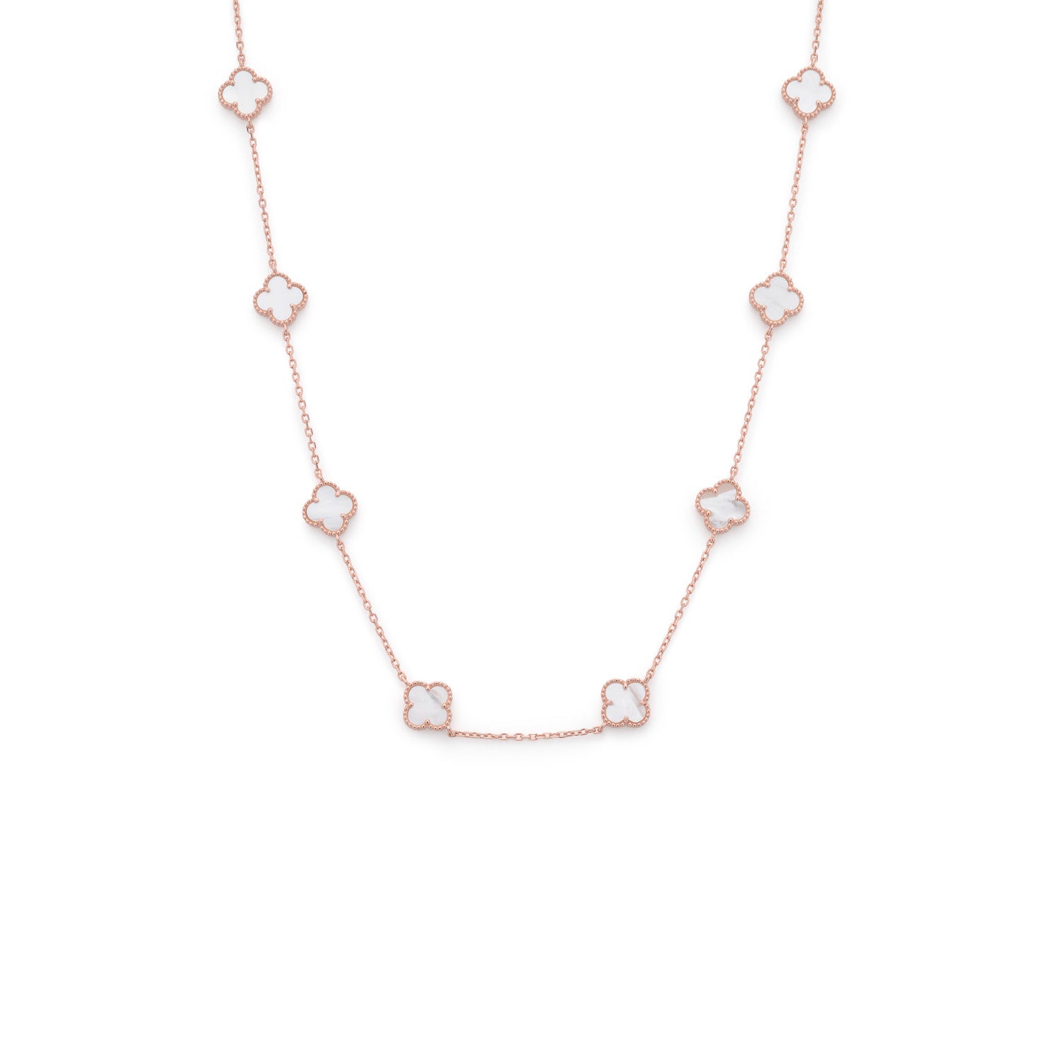 Clover Necklace with Mother of Pearl (Short) (Rose Gold)