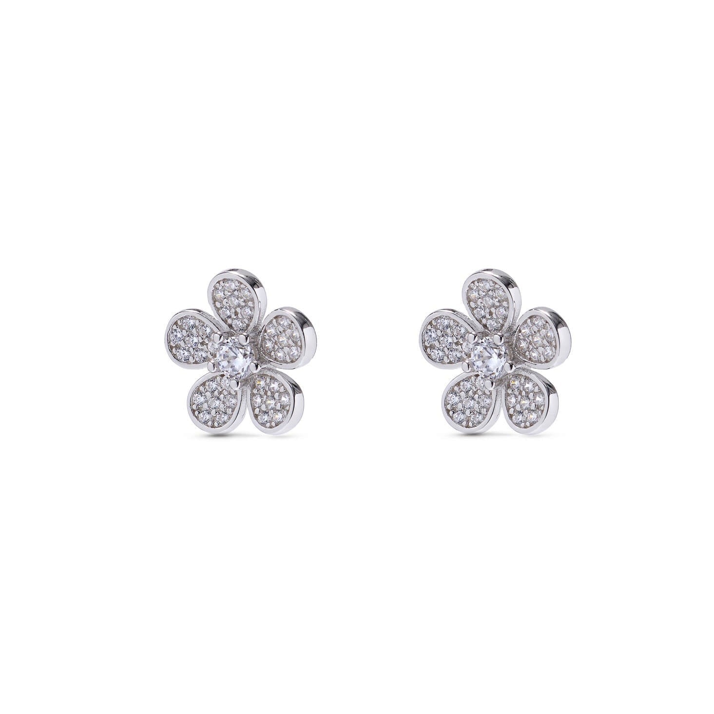 Daisy Silver Stud Earrings with Cubic Zirconia