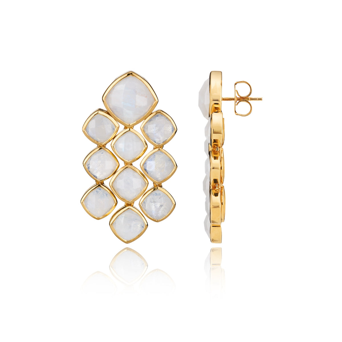 Moonstone Chandelier Gemstone Gold Earrings - Lulu B London - Timeless Jewellery