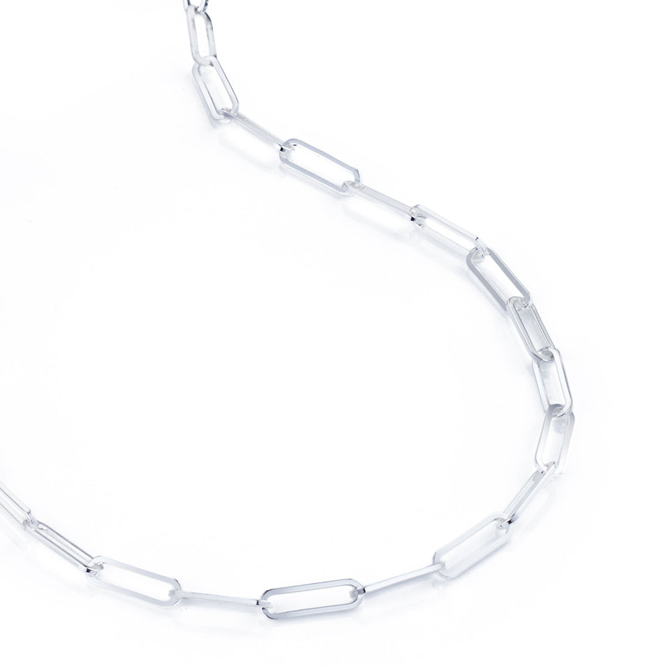 Paperclip Chain Silver Necklace
