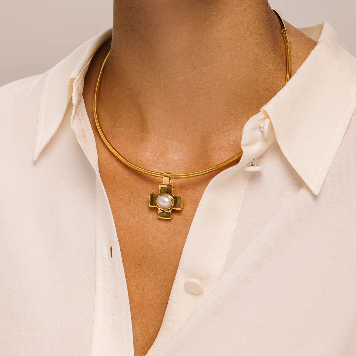 Pearl Polished Cross Charm - Lulu B London Jewellery