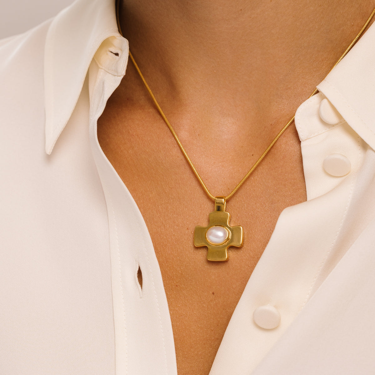 Pearl Polished Cross Charm - Lulu B London Jewellery