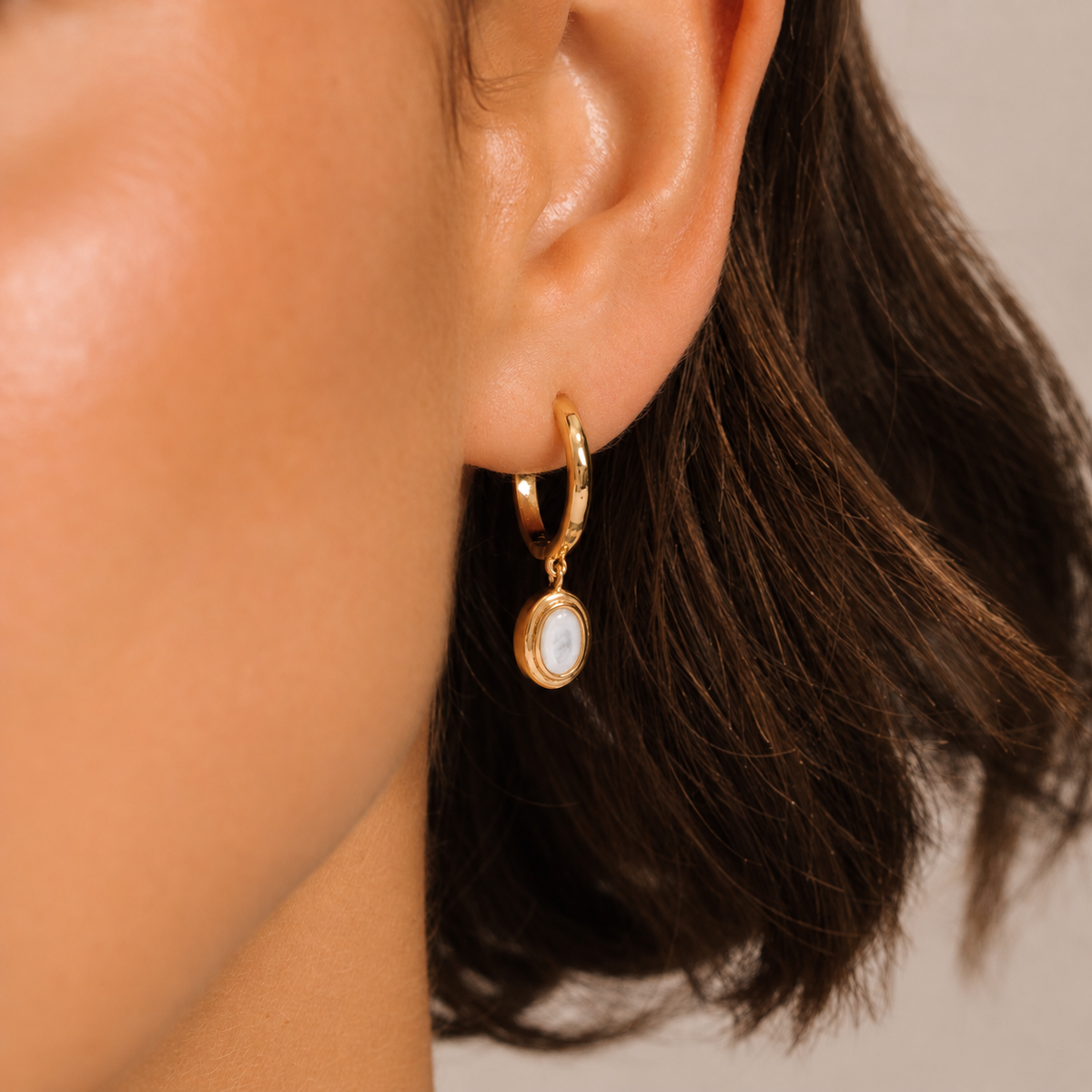 Pearl Drop Small Hoop Earrings - Lulu B London Jewellery