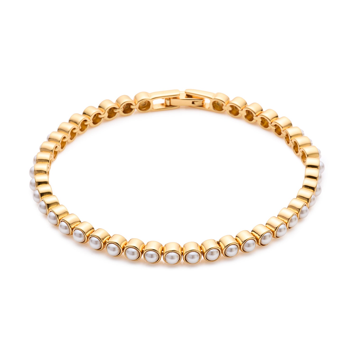 Tennis Pearl Gold Bracelet