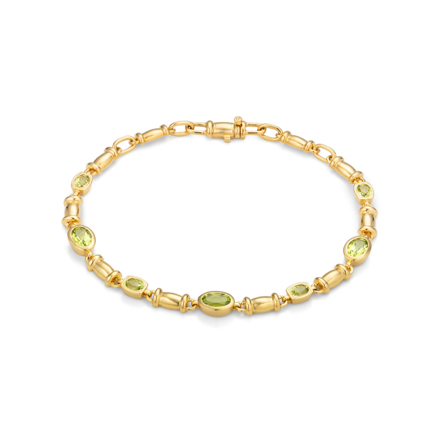 Peridot Gemstone Chain Gold Bracelet - Lulu B London Jewellery