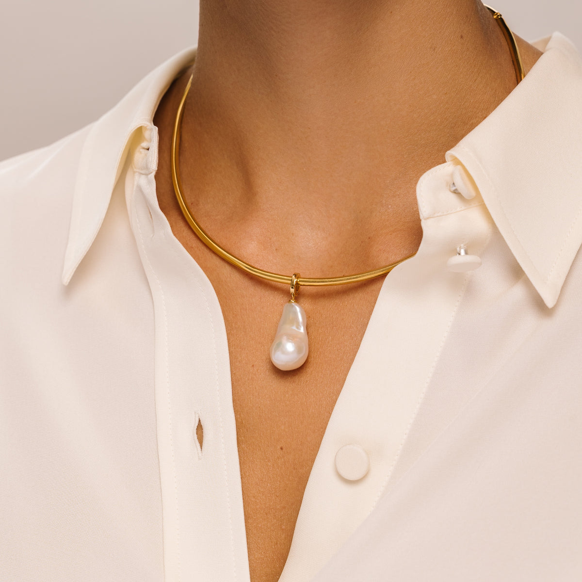 Polished Gold Torque Necklace