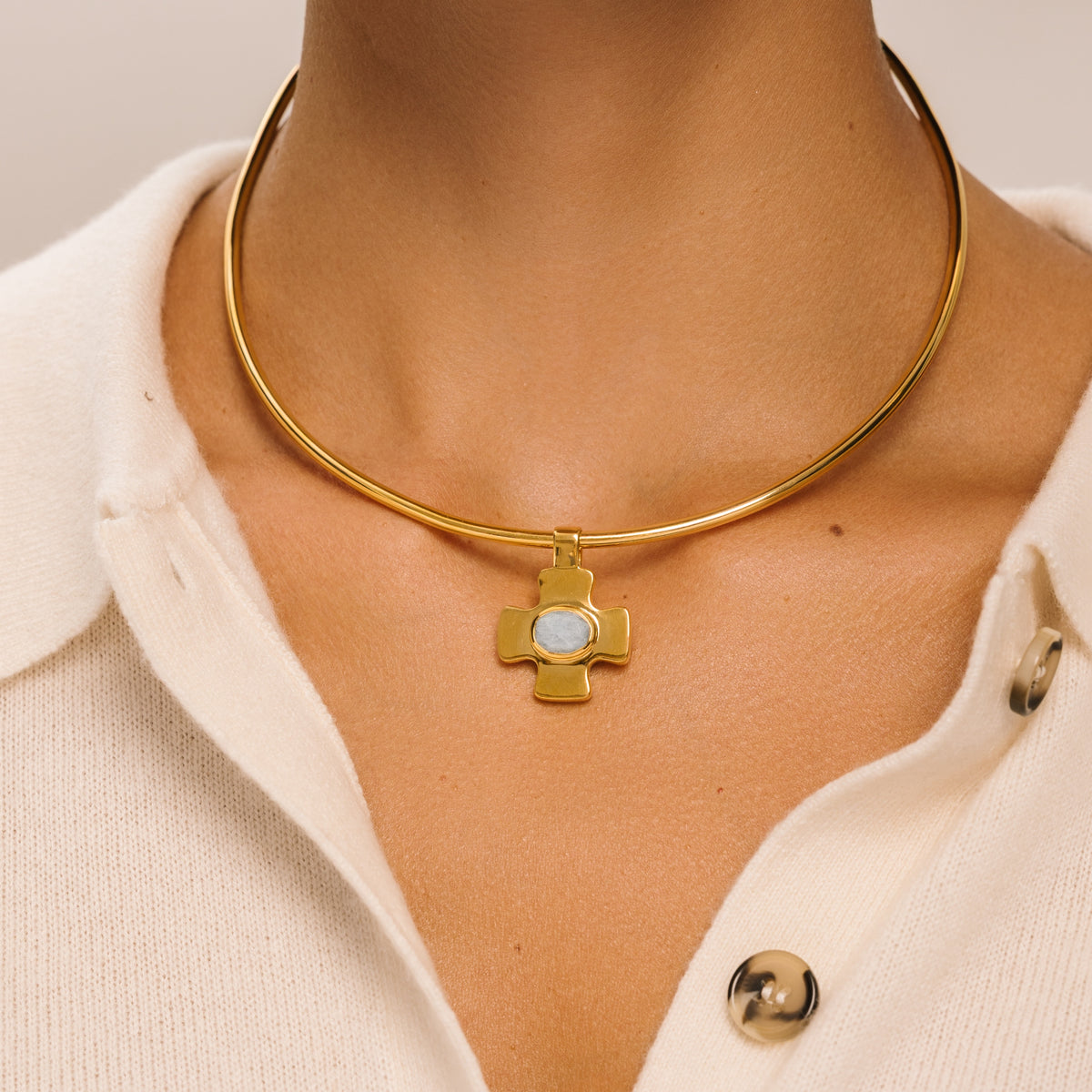 Polished Gold Torque Necklace - Lulu B London Jewellery