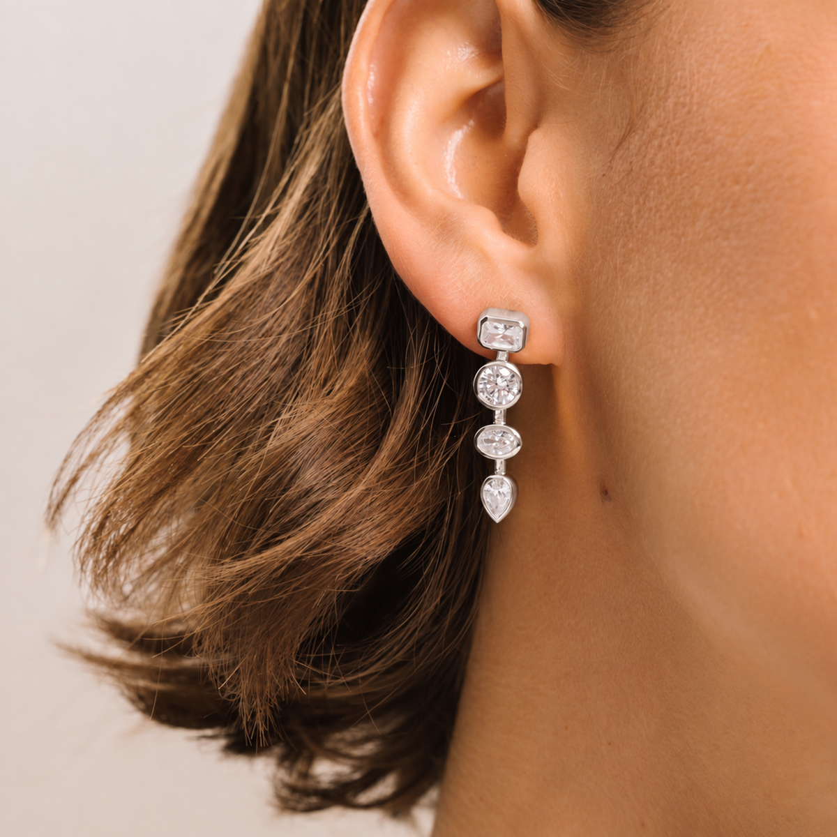 Tennis Silver Stud Drop Earrings - Lulu B London Jewellery