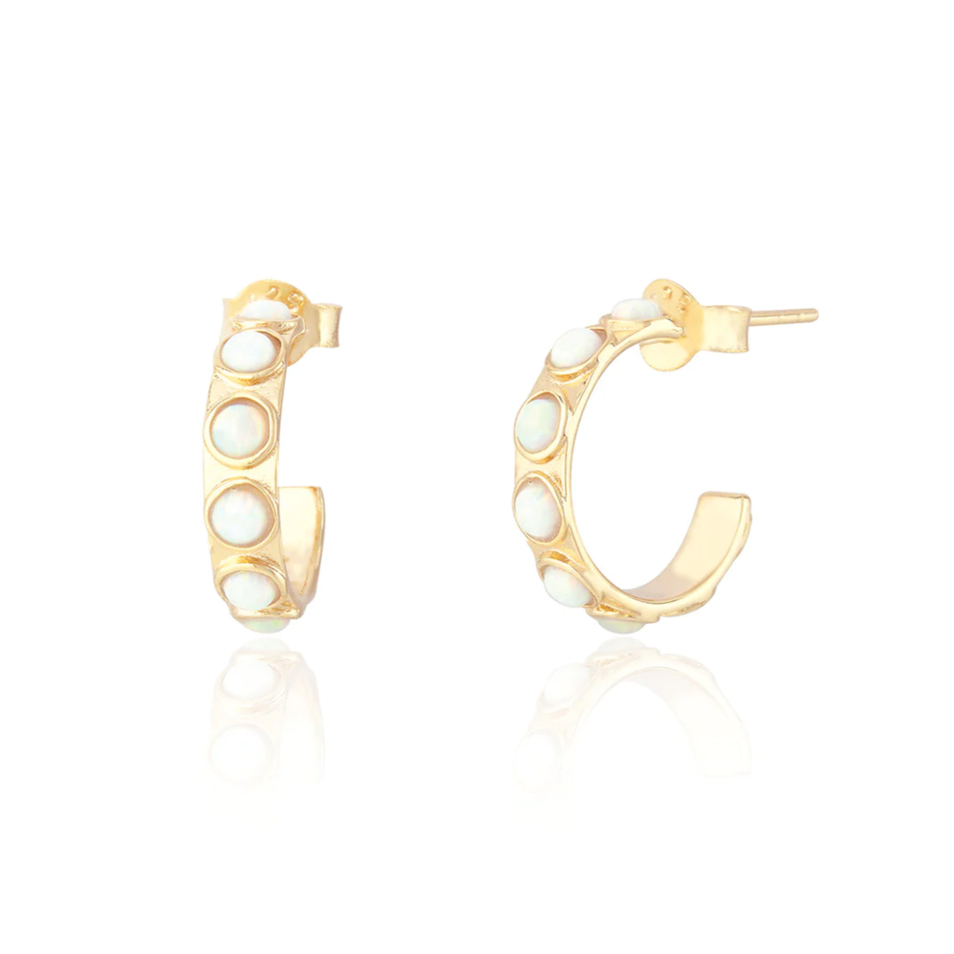 Opal Gold Hoop Earrings - Roma