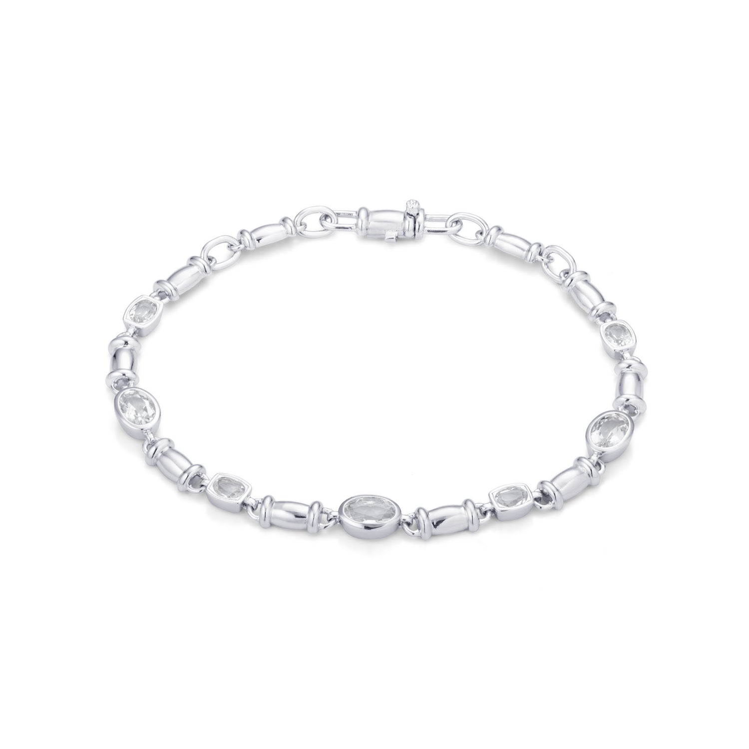 White Topaz Gemstone Statement Silver Bracelet - Lulu B London Jewellery