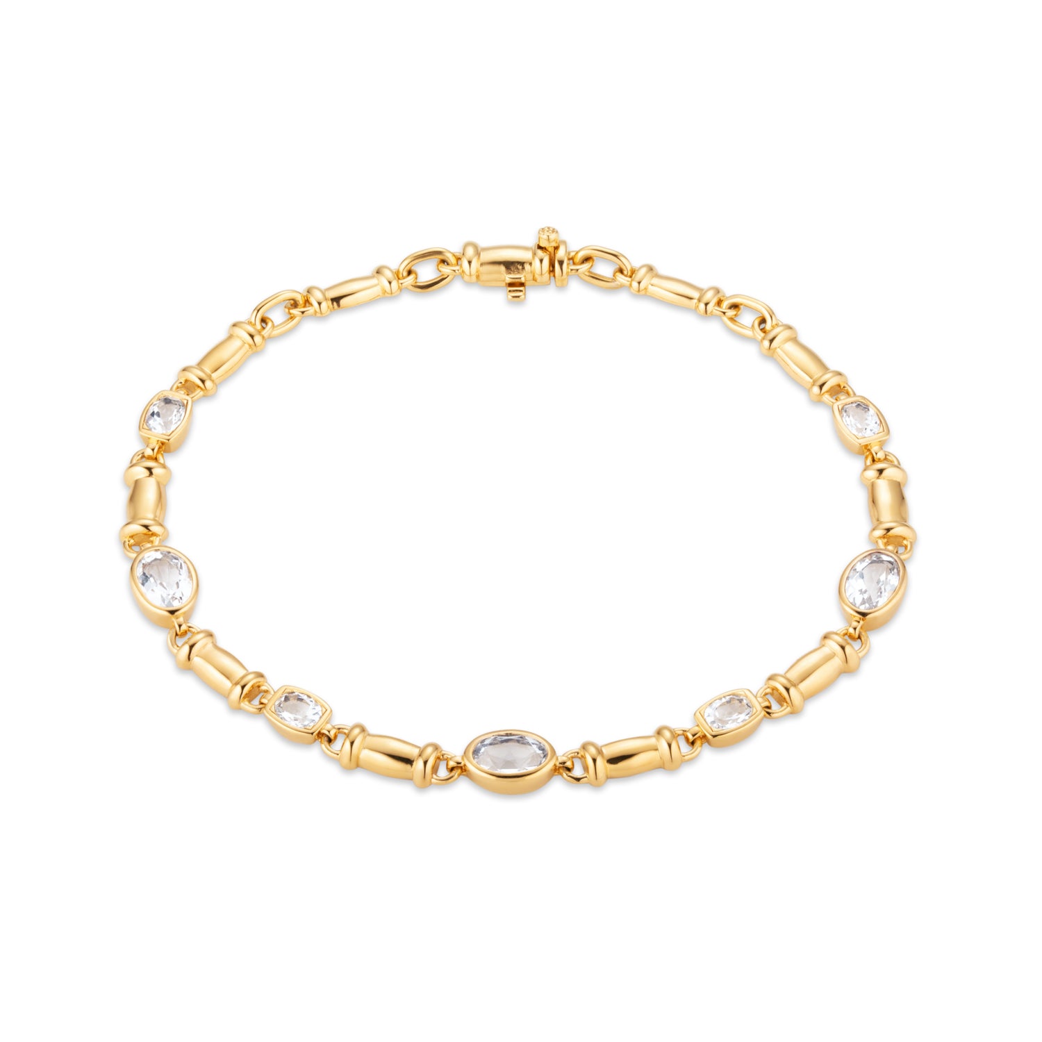 White Topaz Gemstone Statement Gold Bracelet - Lulu B London Jewellery