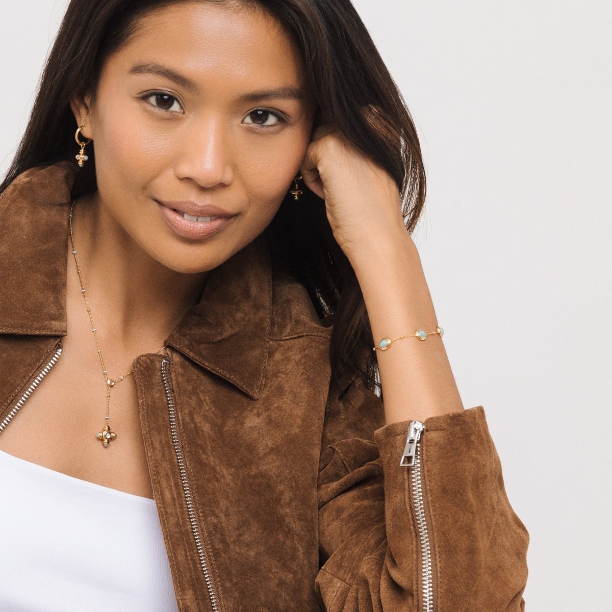 Amazonite Gemstone Gold Bracelet - Lulu B London - Timeless Jewellery