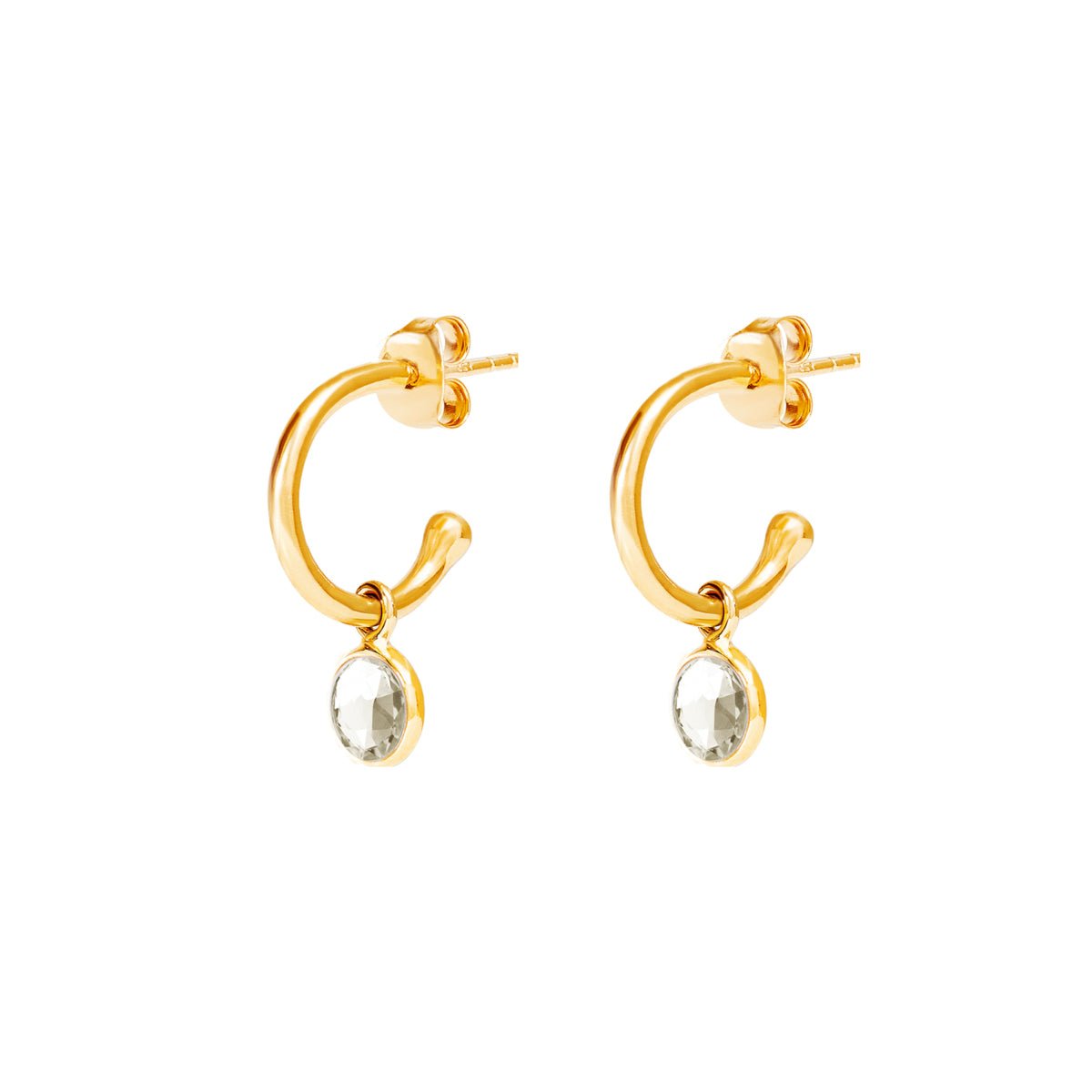 April Birthstone Gold Hoop Earrings - Crystal (Charm sold with hoops or individually) - Lulu B Jewellery