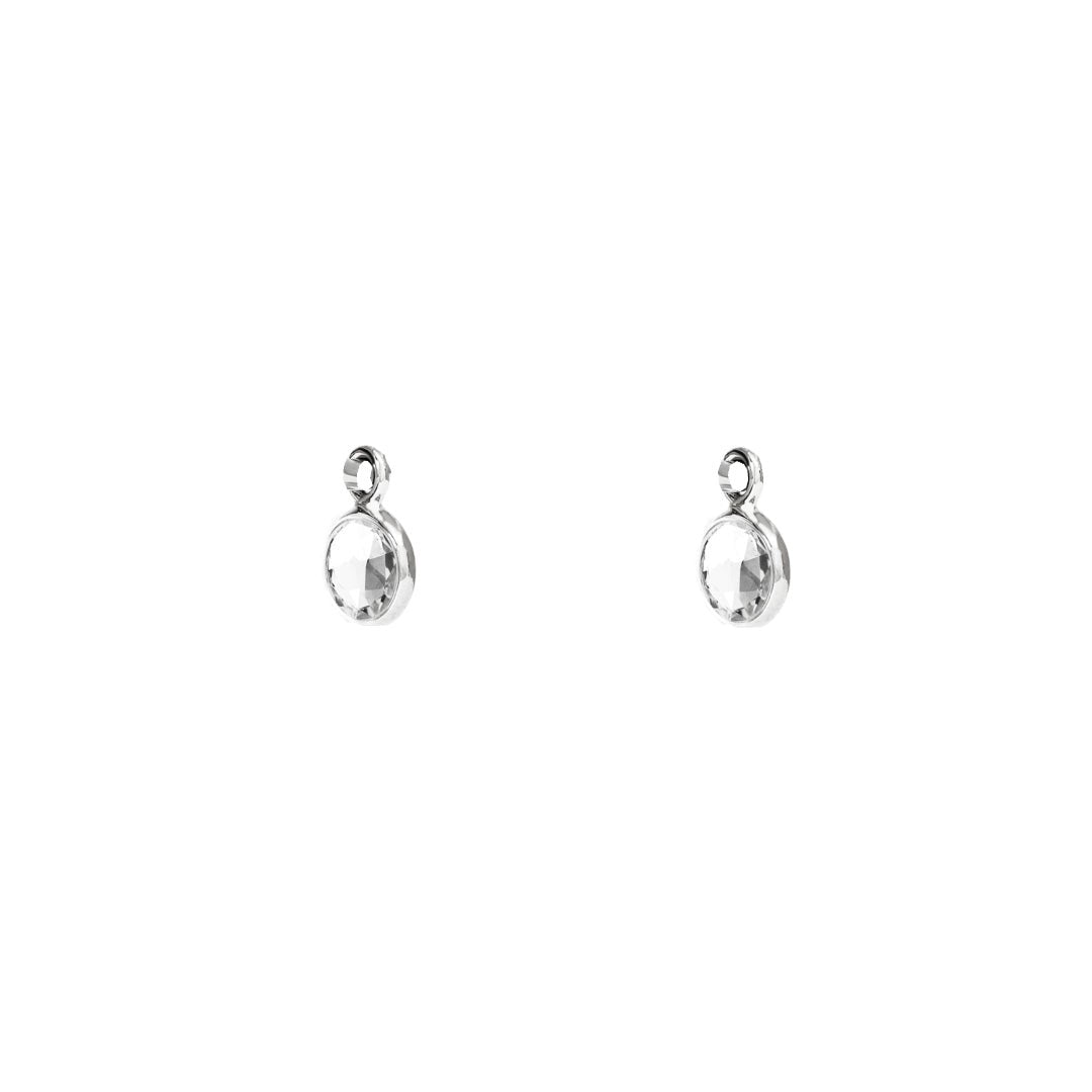 April Birthstone Silver Hoop Earrings - Crystal (Charm sold with hoops or individually) - Lulu B Jewellery