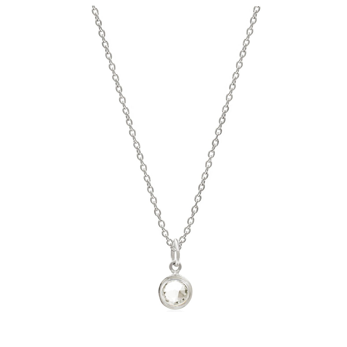 April Birthstone Silver Necklace - Crystal (Charm sold with chain or individually) - Lulu B Jewellery