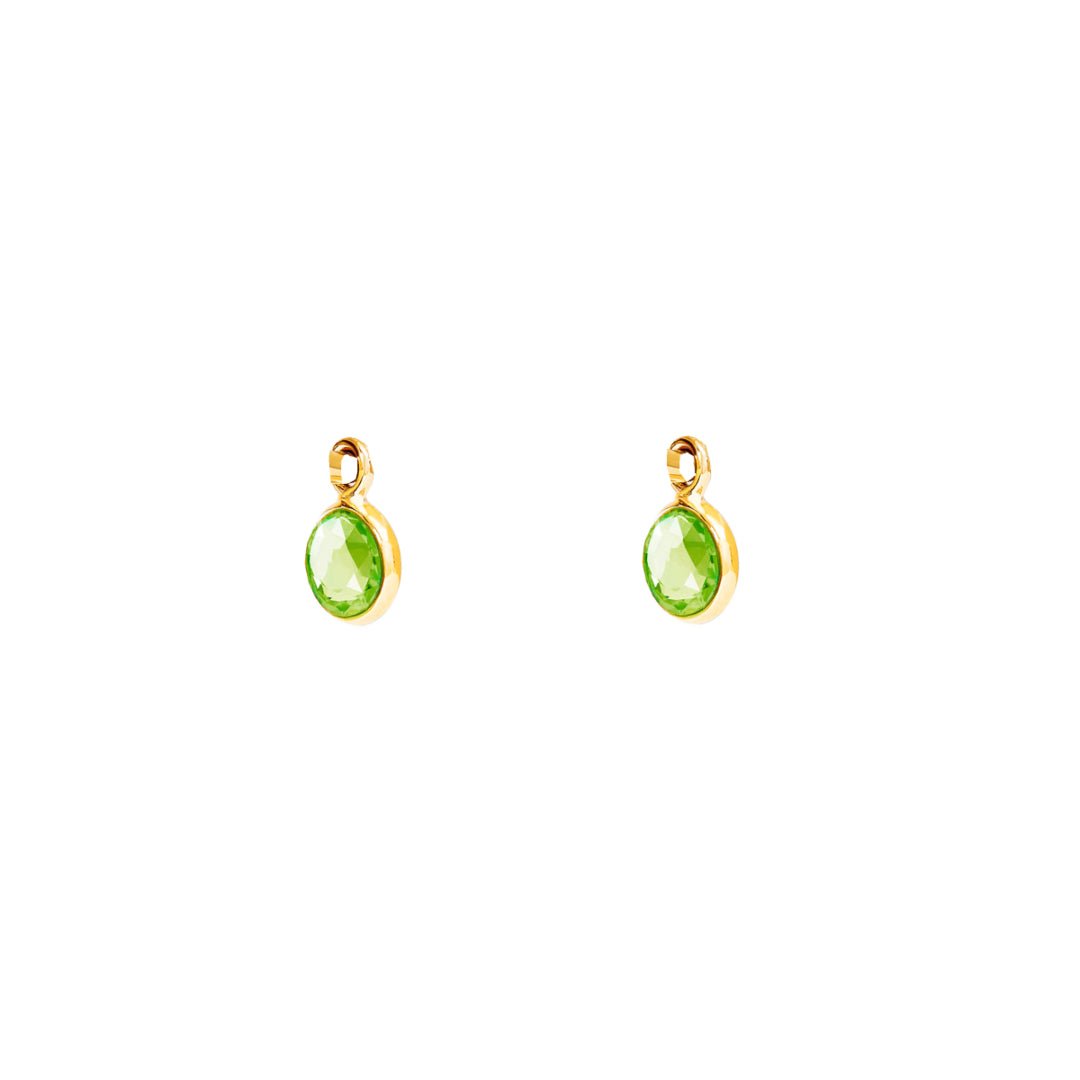 August Birthstone Gold Hoop Earrings - Peridot (Charm sold with hoops or individually) - Lulu B Jewellery