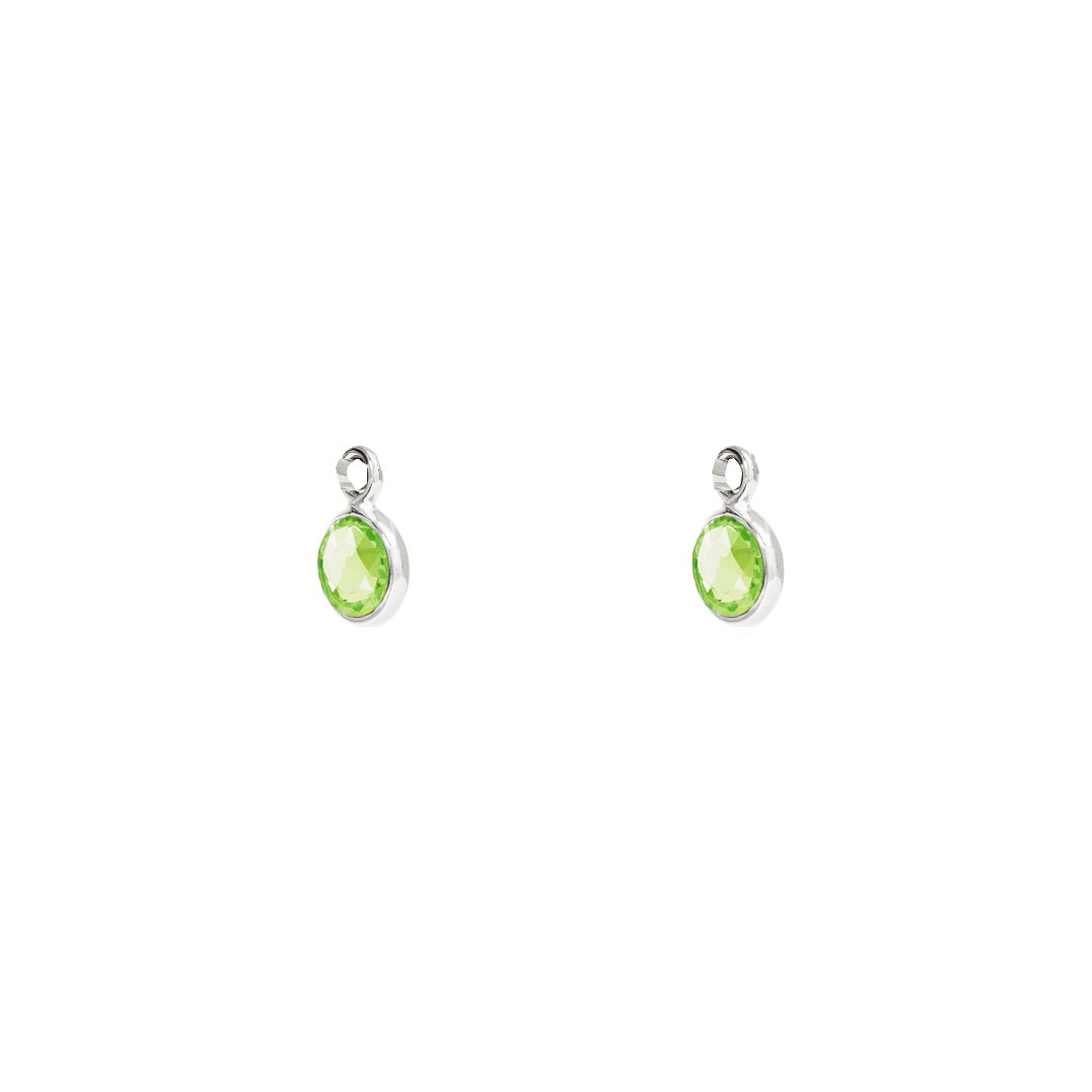 August Birthstone Silver Hoop Earrings - Peridot (Charm sold with hoops or individually) - Lulu B Jewellery