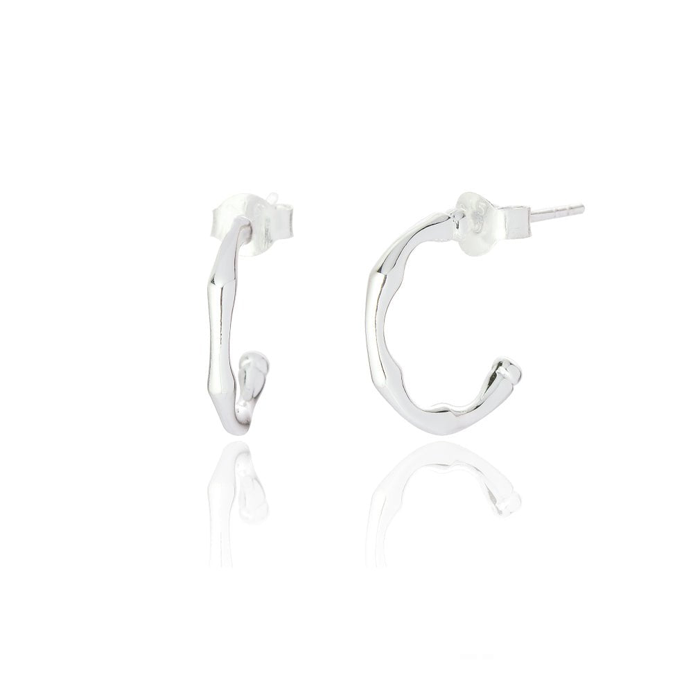 Bamboo Silver Hoop Earrings - Small - Lulu B Jewellery