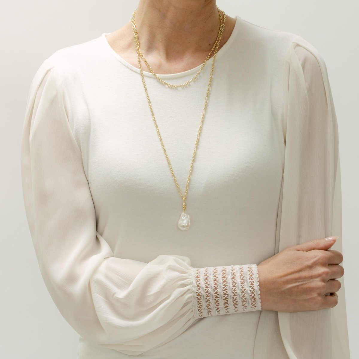 Baroque Pearl Gold Classic Link Chain Necklace (Charm sold with chain or individually) - Lulu B Jewellery