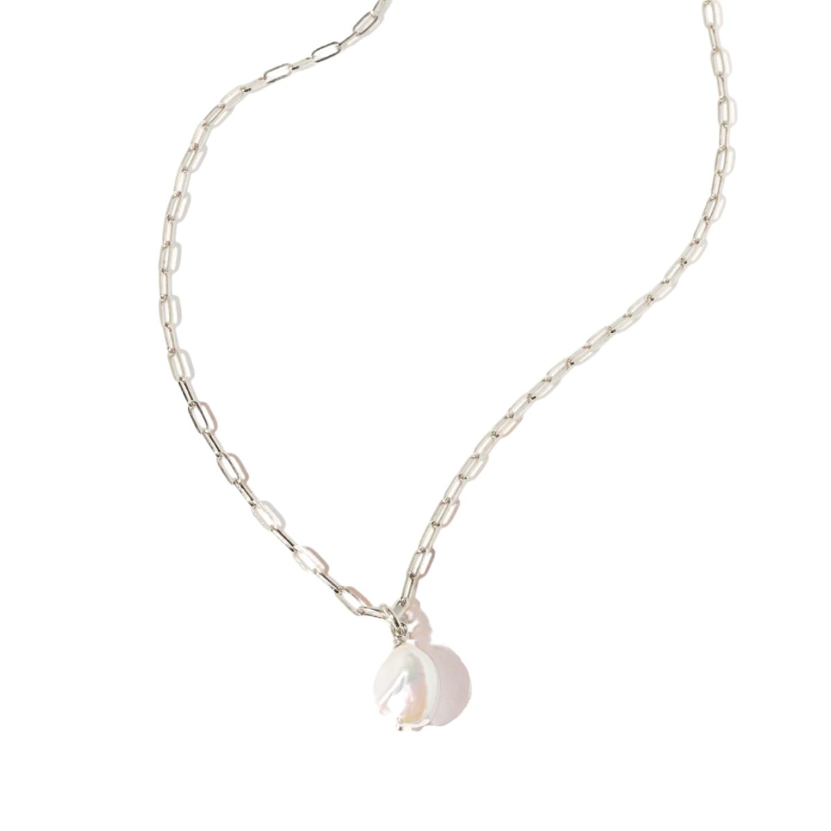 Baroque Pearl Silver Paperclip Chain Necklace - Amica - Lulu B Jewellery