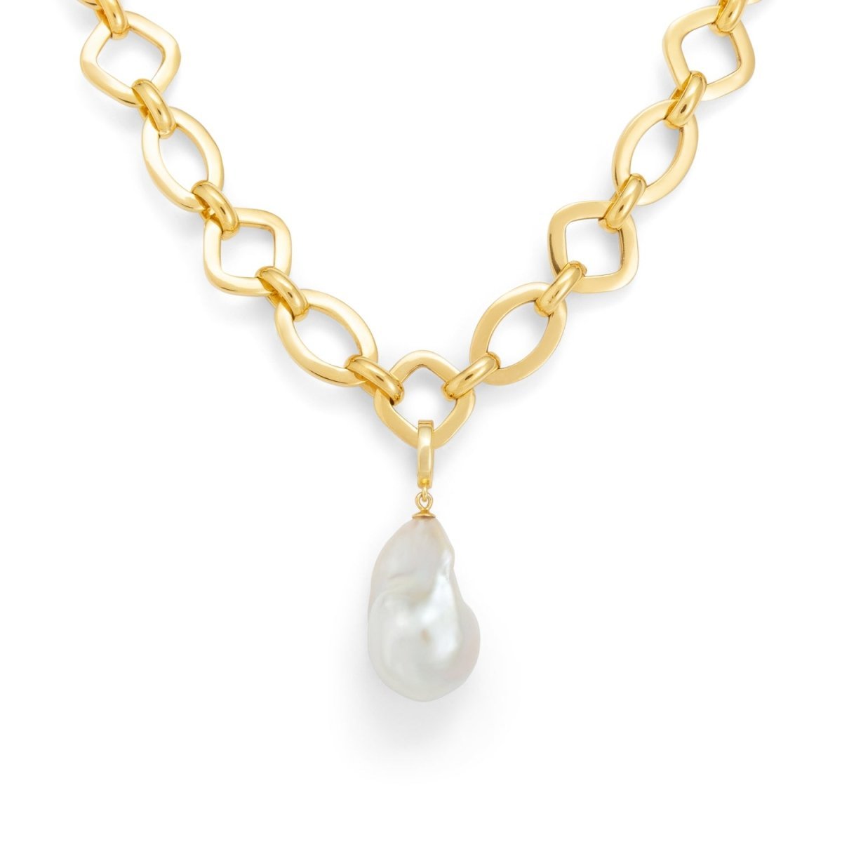 Baroque Pearl Statement Chain Link Gold Necklace - Lulu B Jewellery