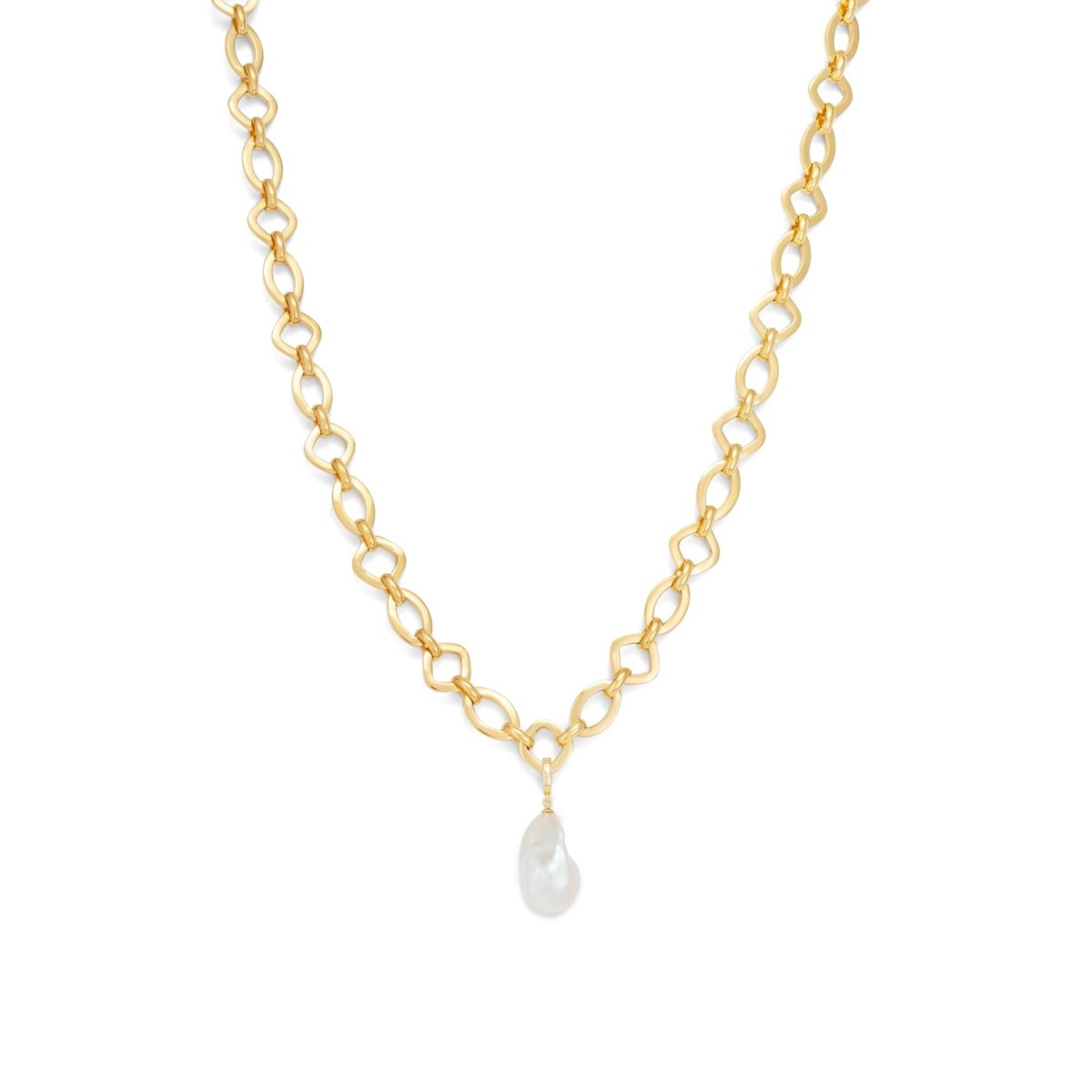 Baroque Pearl Statement Chain Link Gold Necklace - Lulu B Jewellery