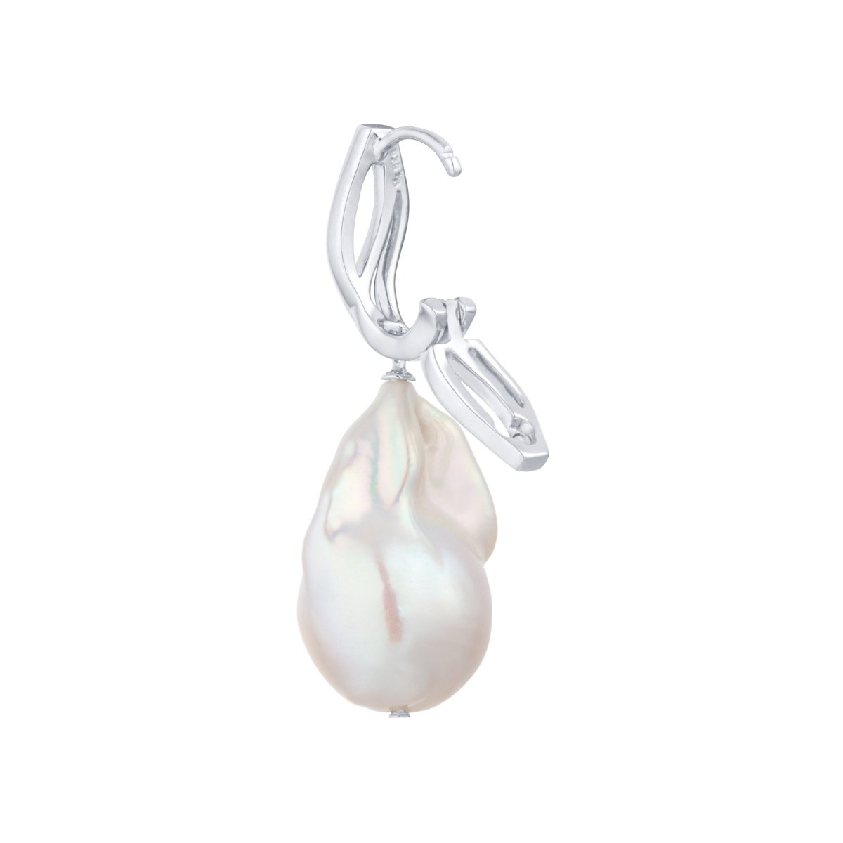 Baroque Pearl Wave Silver Hoop Earrings - Lulu B London - Timeless Jewellery