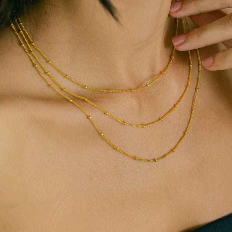 Beaded 16" Gold Chain Necklace - Lulu B Jewellery